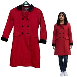 Red Double-Breasted Women's Coat